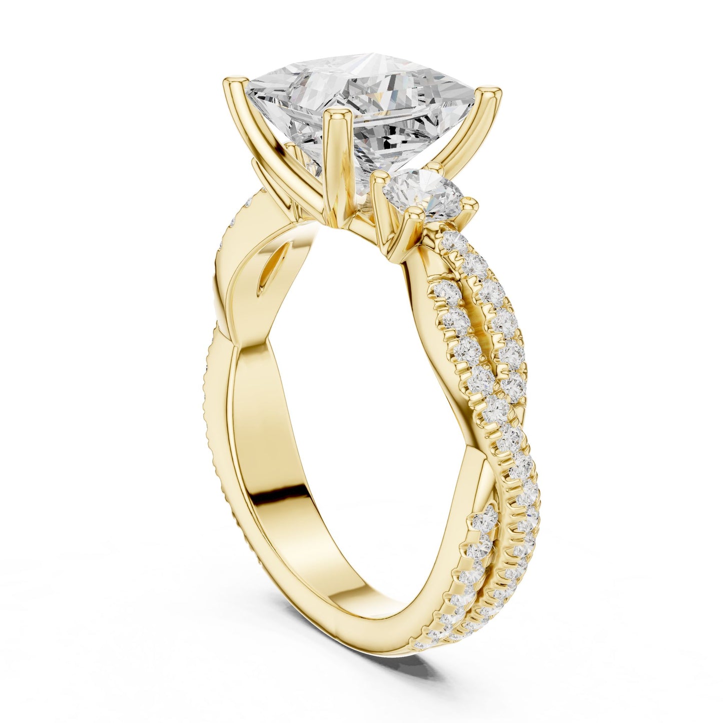 Princess Lab Grown Diamond Side-Stone Engagement Ring