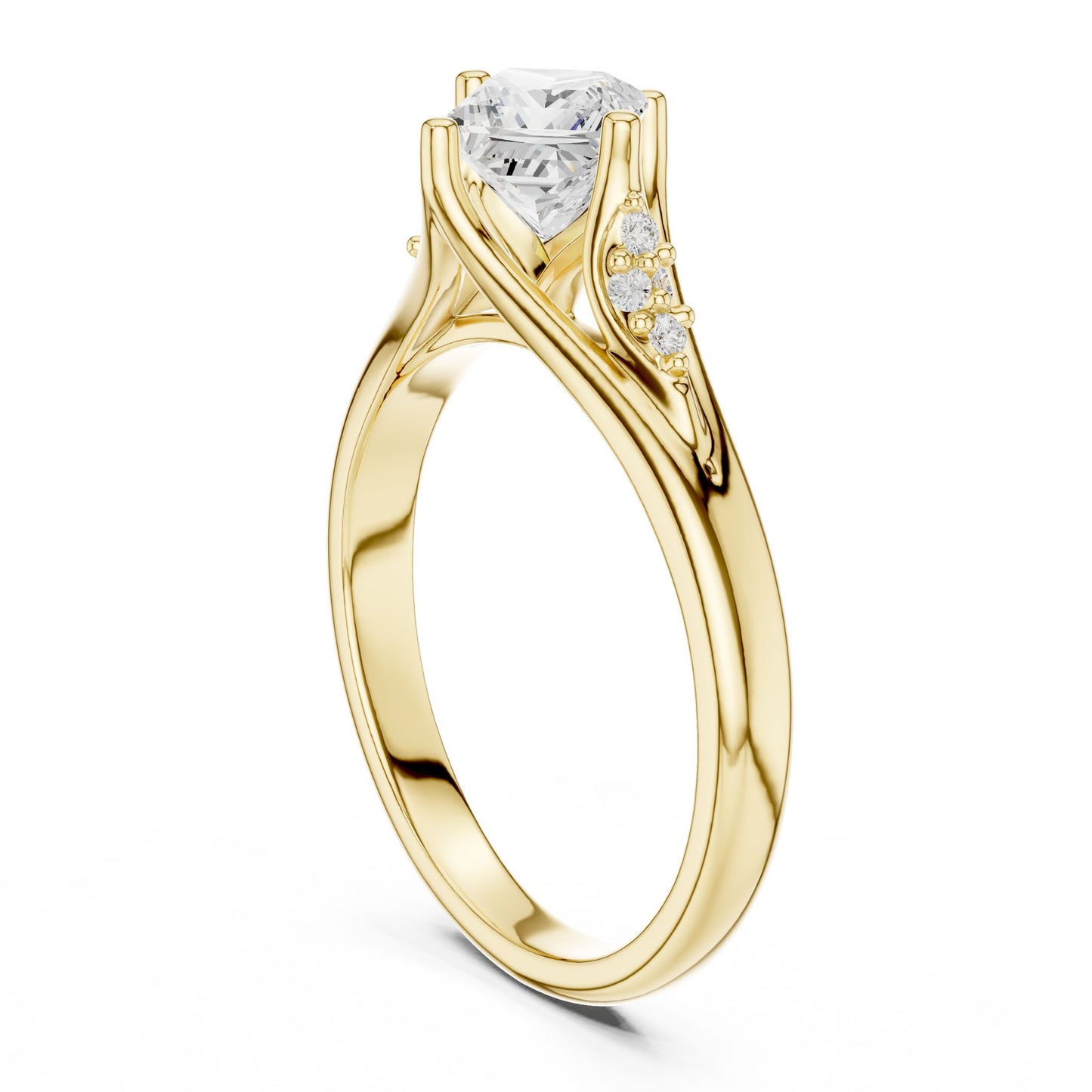 Princess Lab Grown Diamond Side-Stone Engagement Ring