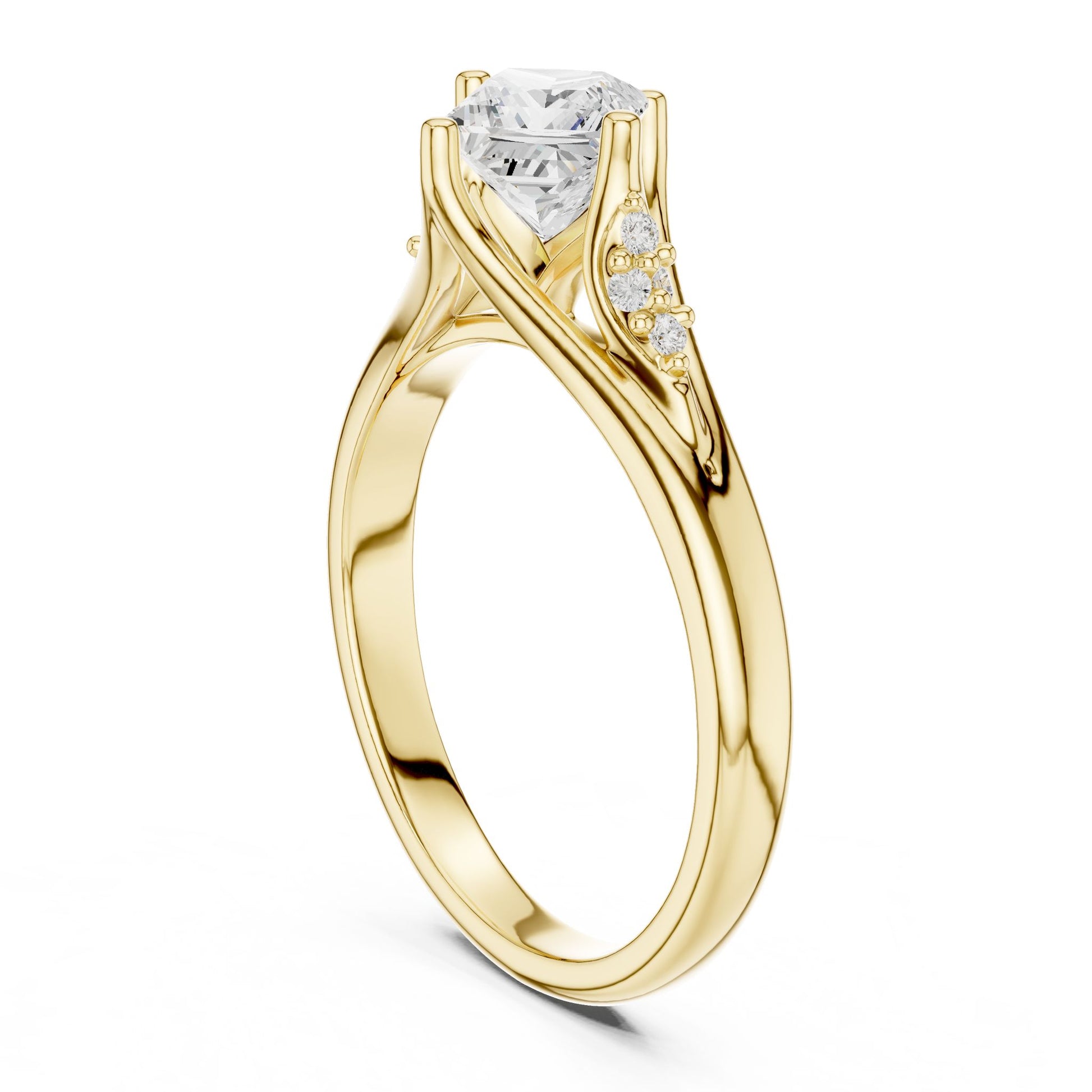 Princess Lab Grown Diamond Side-Stone Engagement Ring