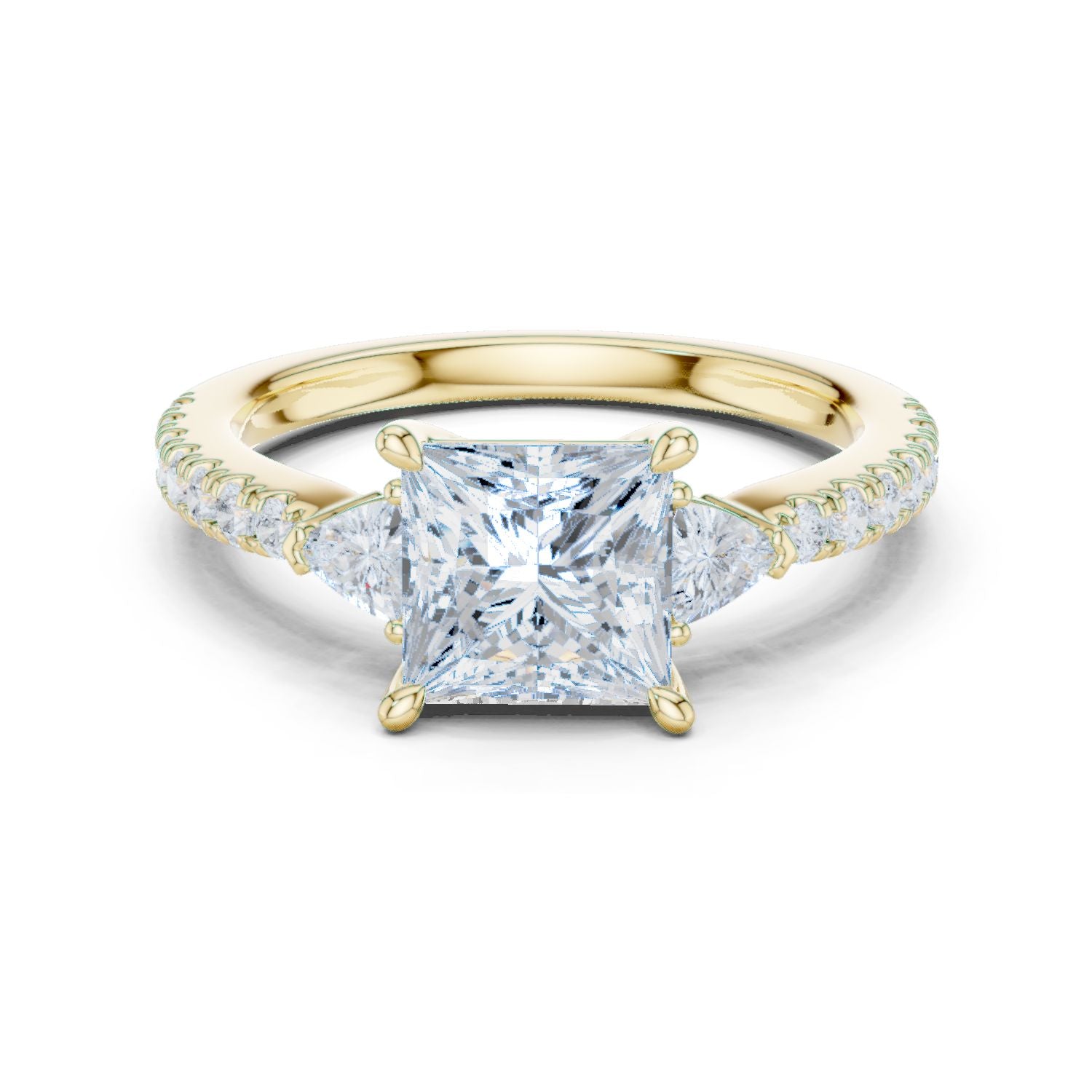Princess Lab Grown Diamond Side-Stone Engagement Ring