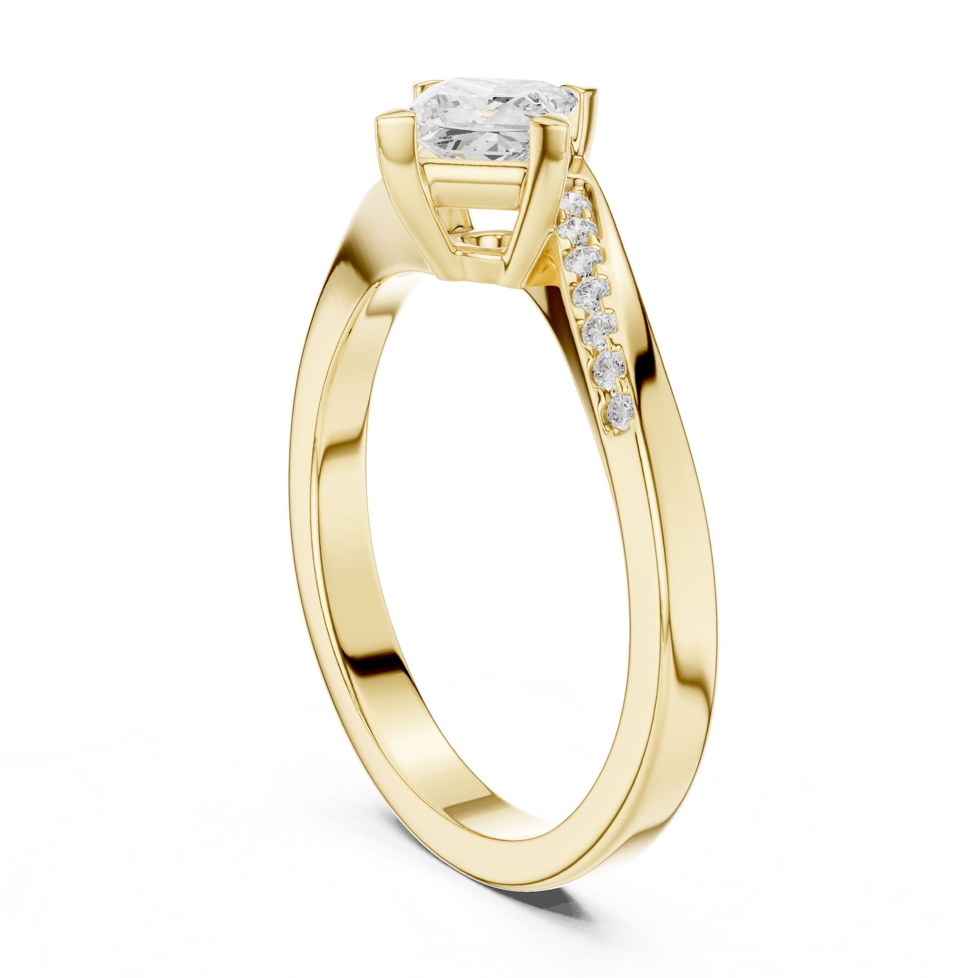 Princess Lab Grown Diamond Side-Stone Engagement Ring