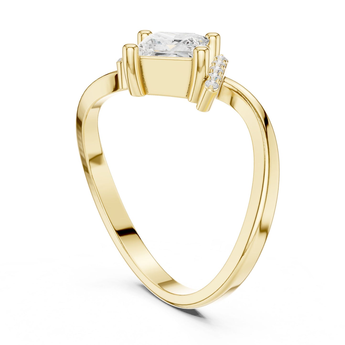 Princess Lab Grown Diamond Side-Stone Engagement Ring