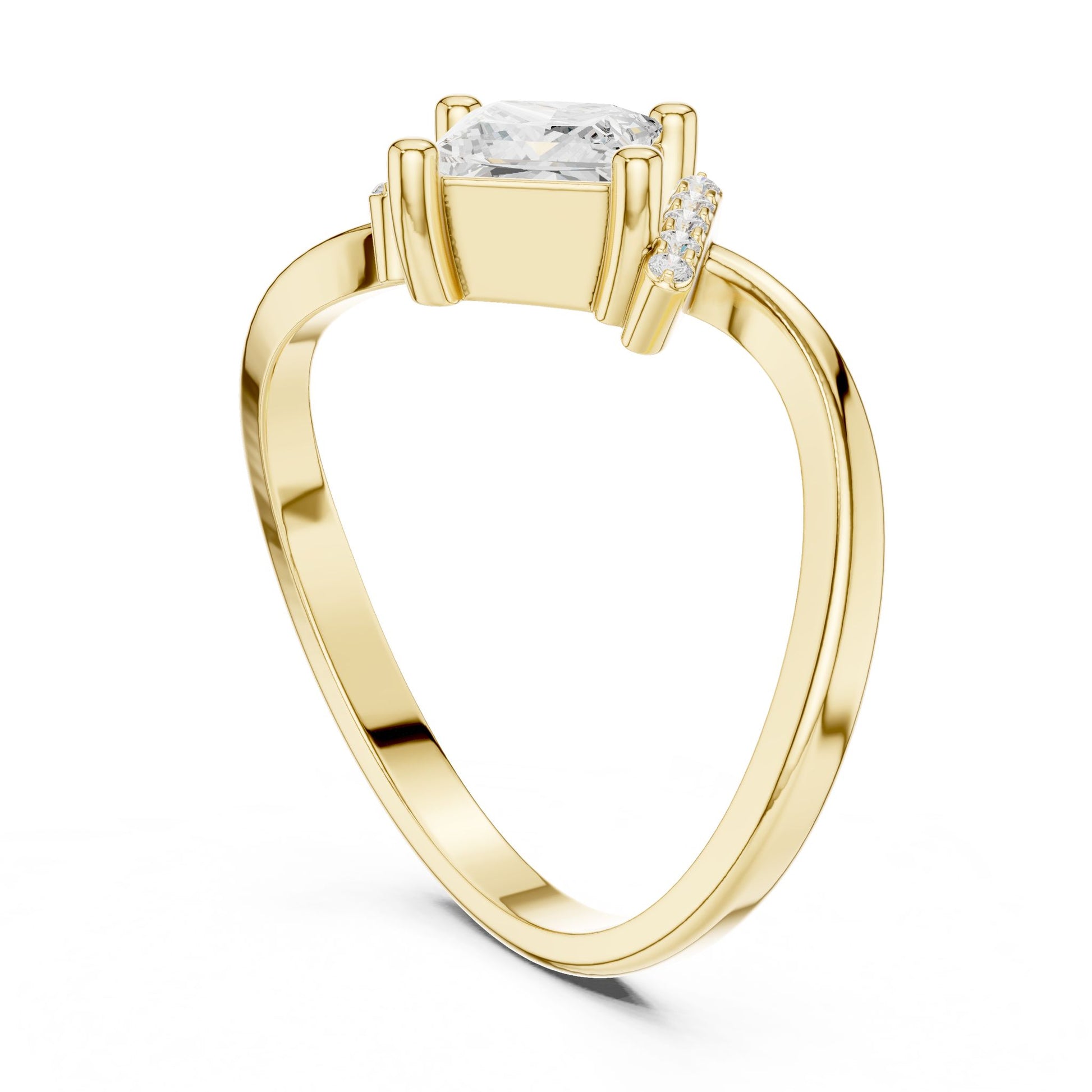 Princess Lab Grown Diamond Side-Stone Engagement Ring
