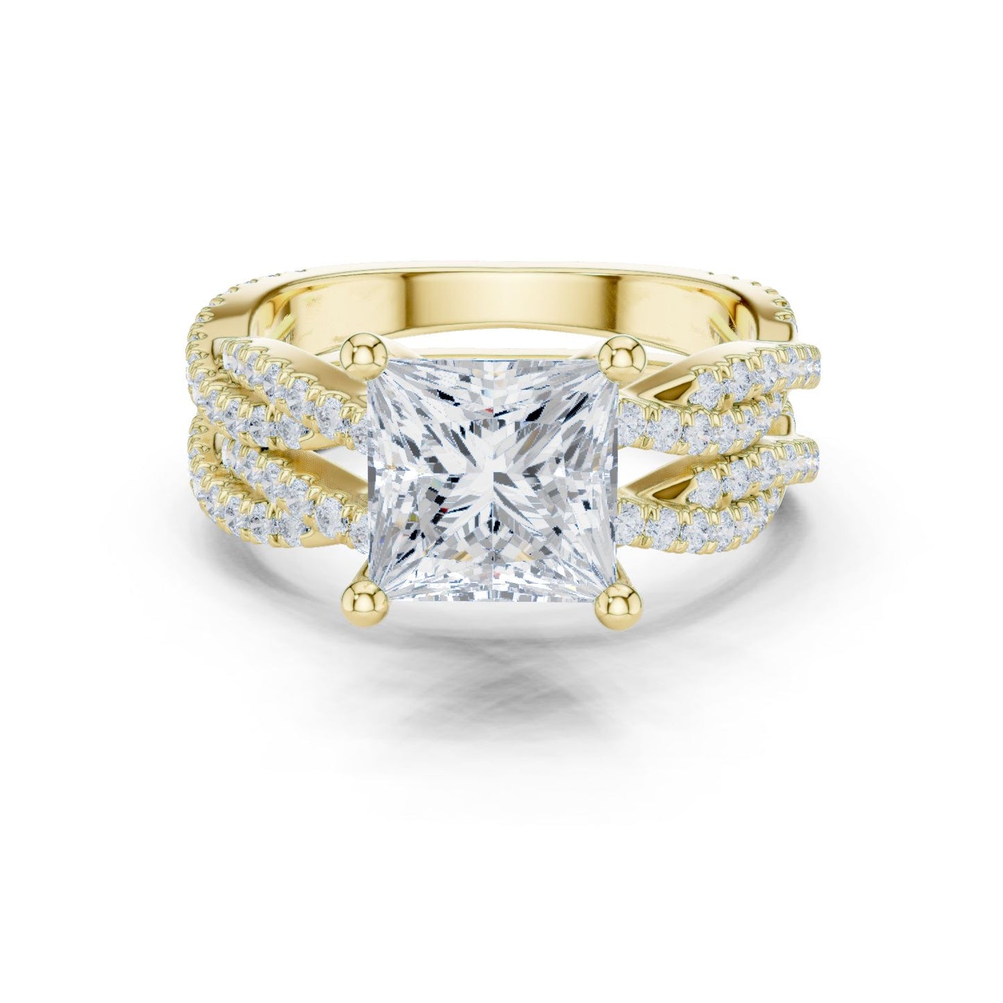 Princess Lab Grown Diamond Side-Stone Engagement Ring