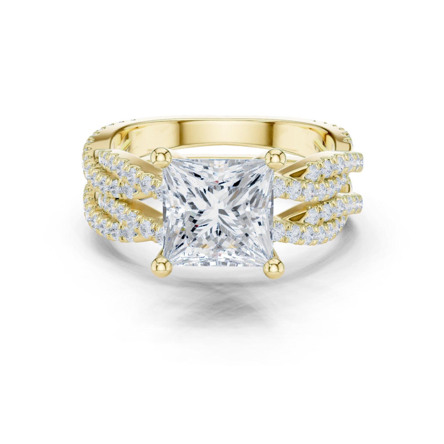 Princess Lab Grown Diamond Side-Stone Engagement Ring