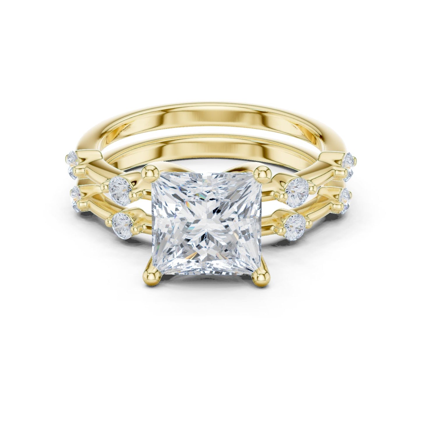 Princess Lab Grown Diamond Side-Stone Engagement Ring