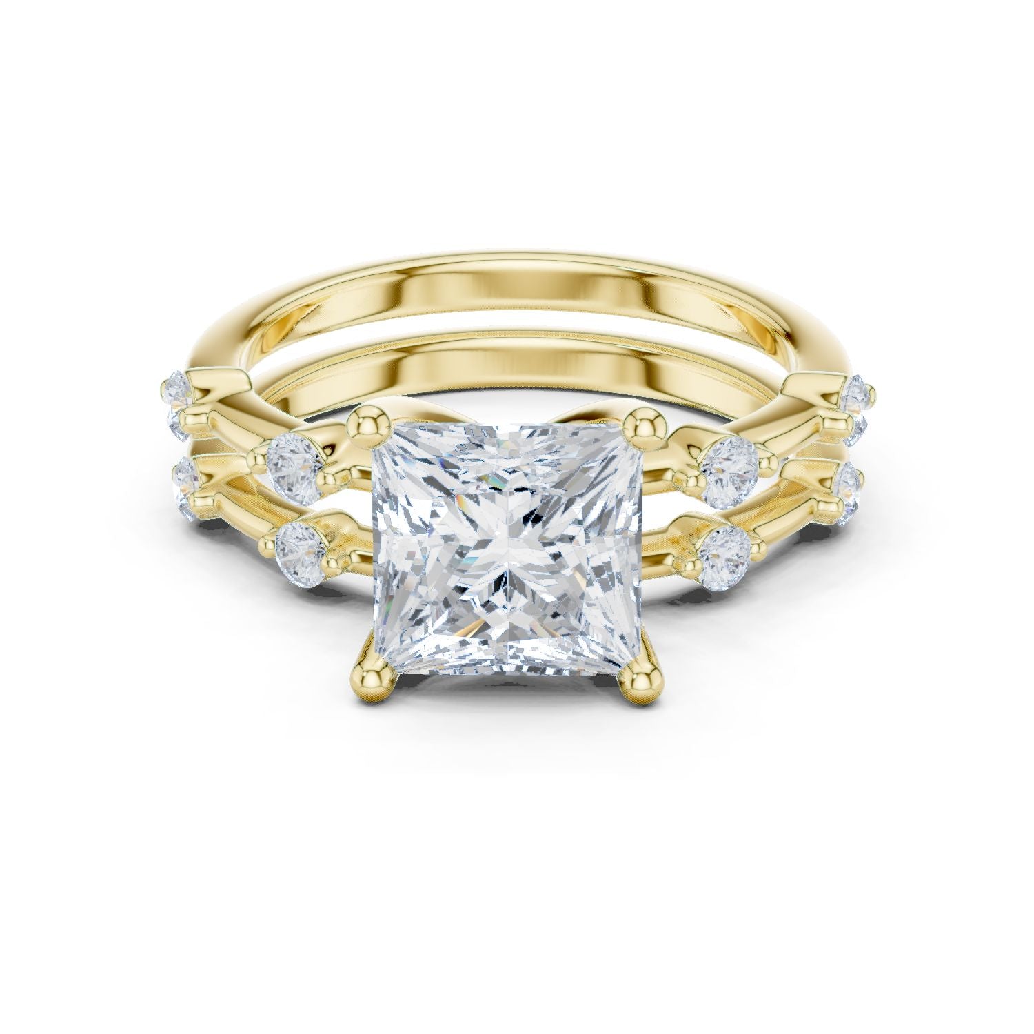 Princess Lab Grown Diamond Side-Stone Engagement Ring