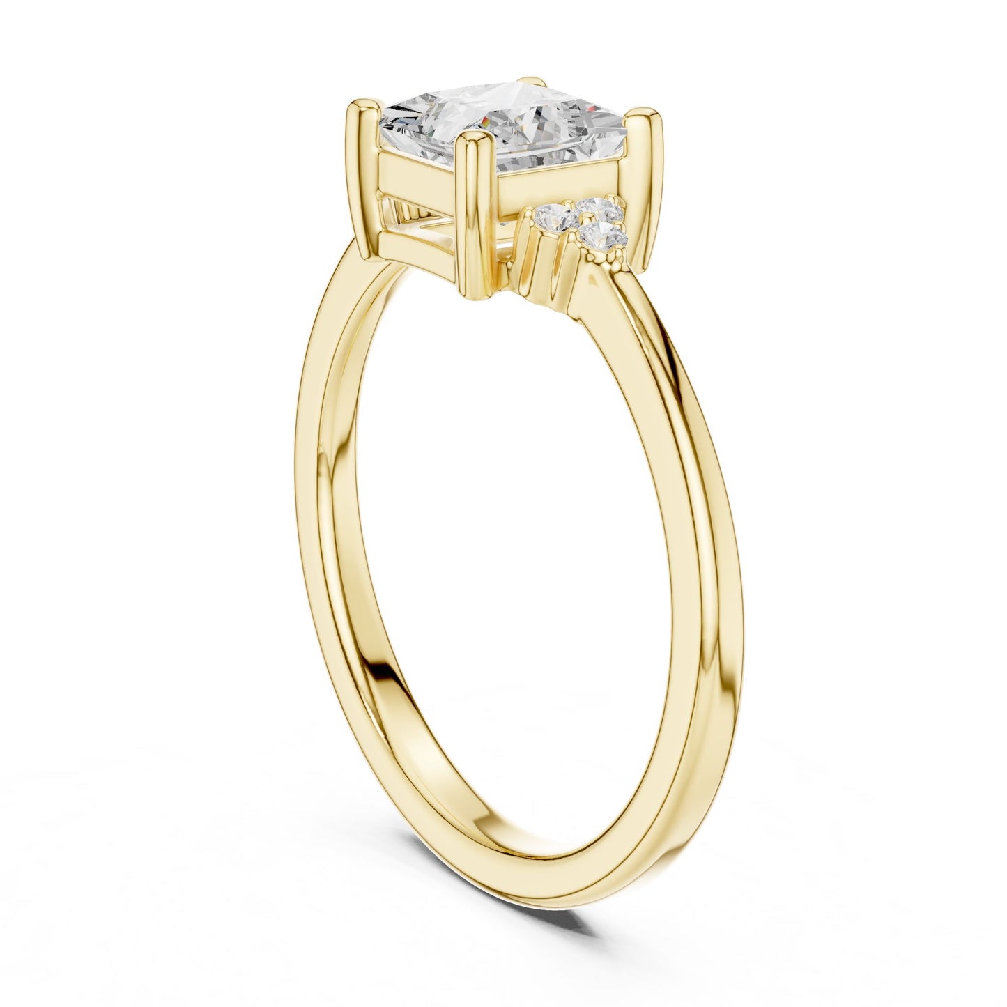 Princess Lab Grown Diamond Side-Stone Engagement Ring