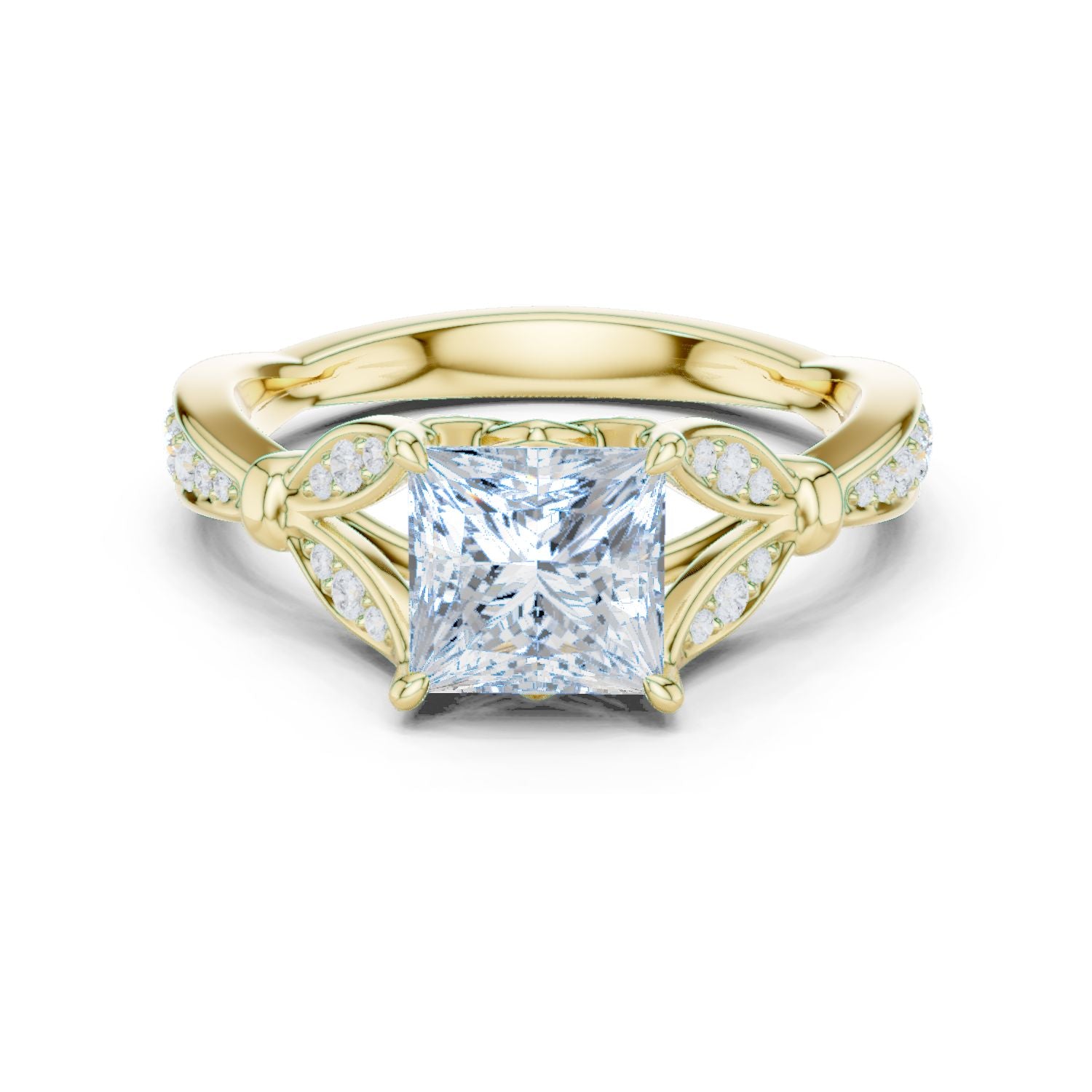 Princess Lab Grown Diamond Side-Stone Engagement Ring