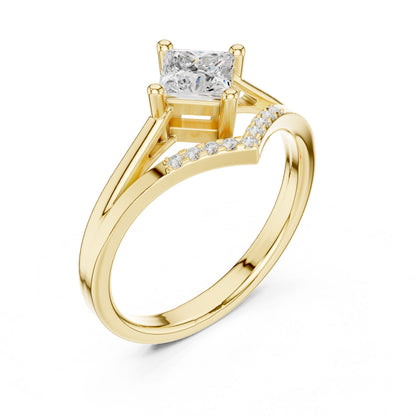 Princess Lab Grown Diamond Side-Stone Engagement Ring