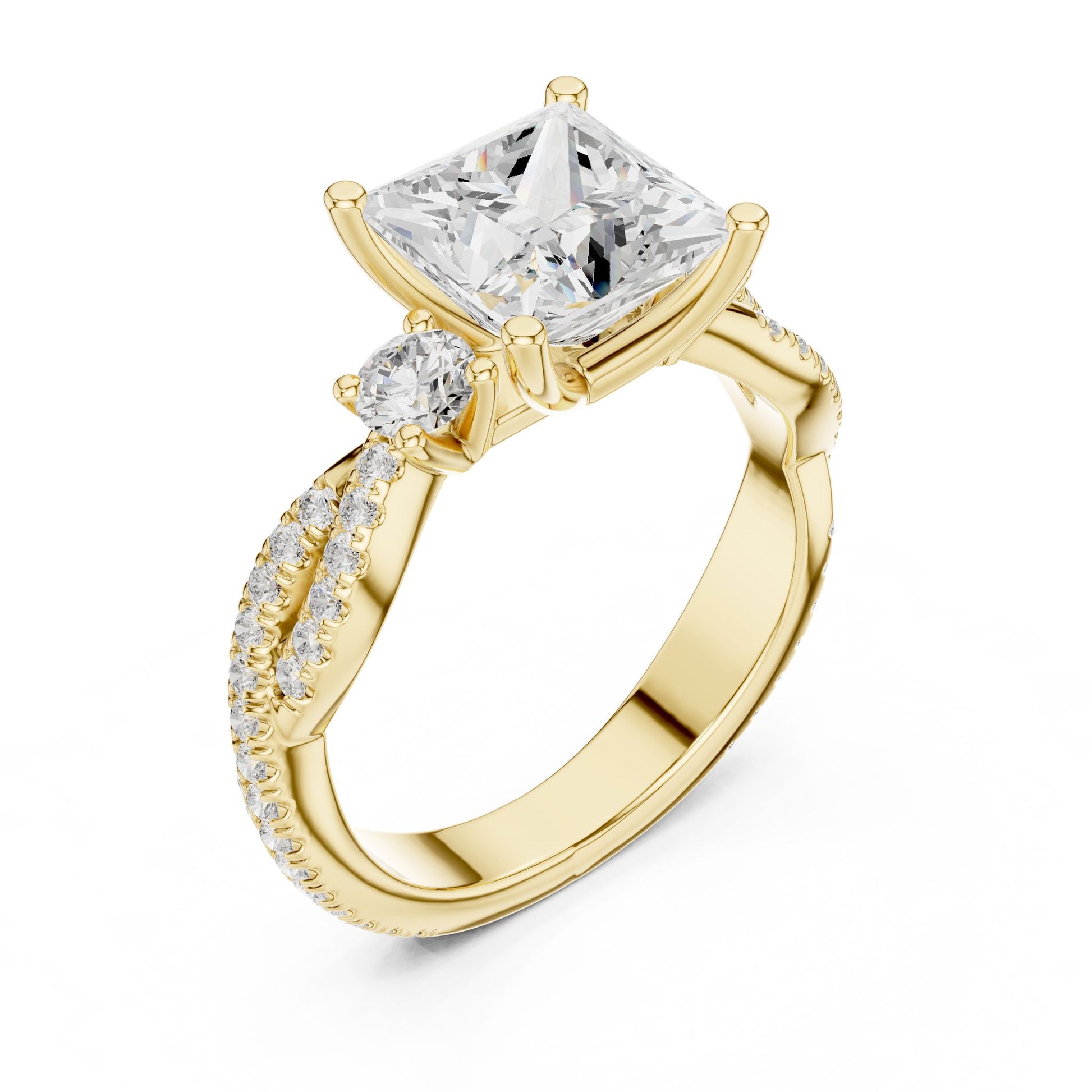 Princess Lab Grown Diamond Side-Stone Engagement Ring