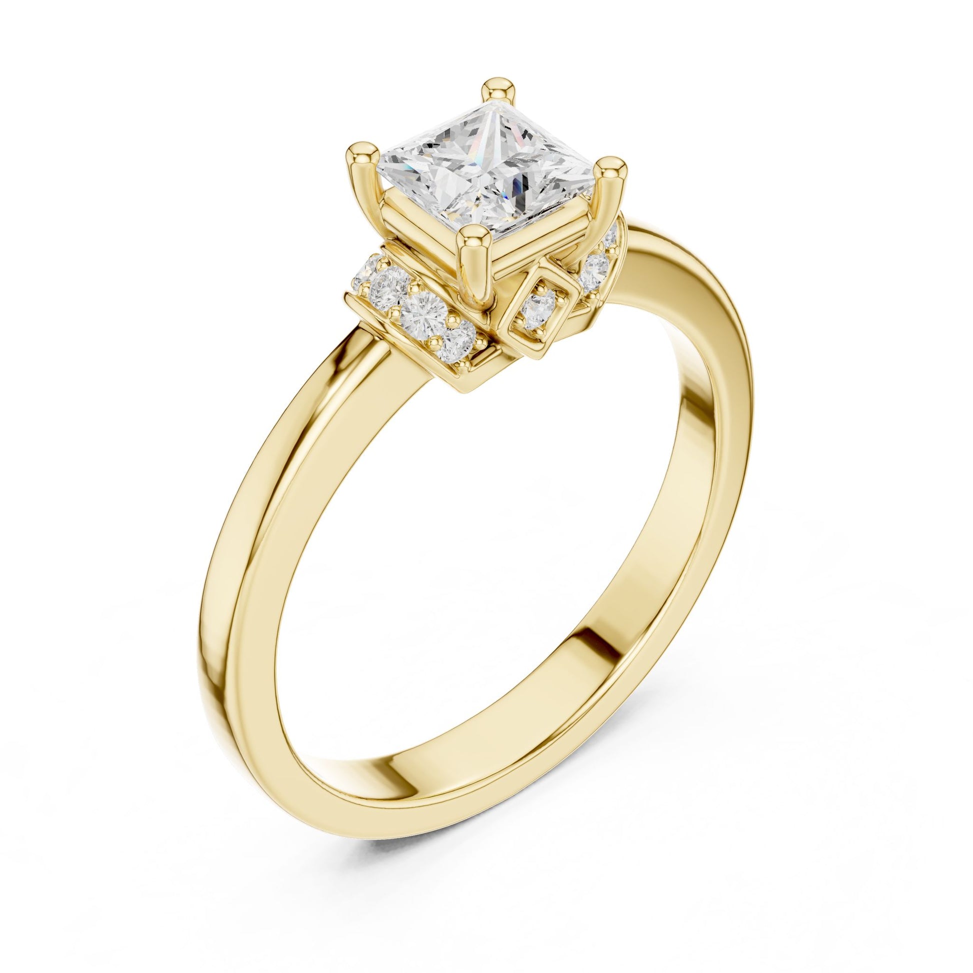Princess Lab Grown Diamond Side-Stone Engagement Ring