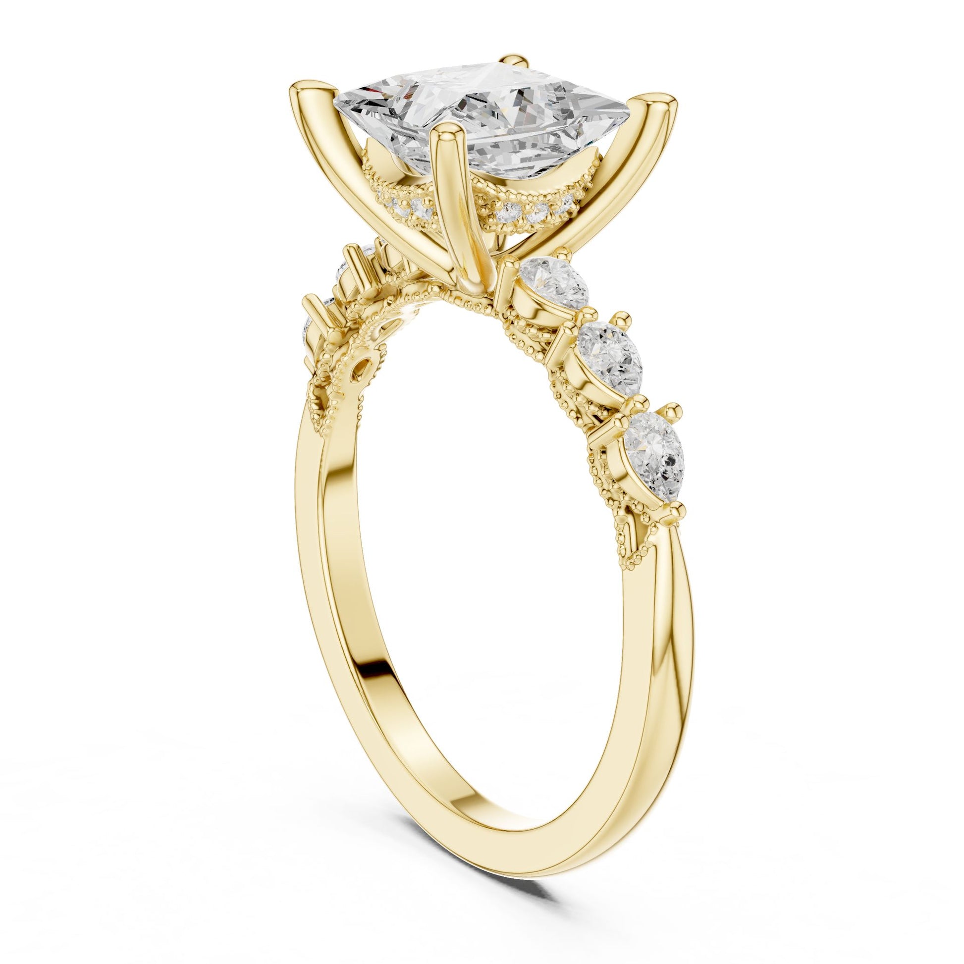 Princess Lab Grown Diamond Side-Stone Engagement Ring