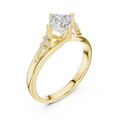 Princess Lab Grown Diamond Side-Stone Engagement Ring