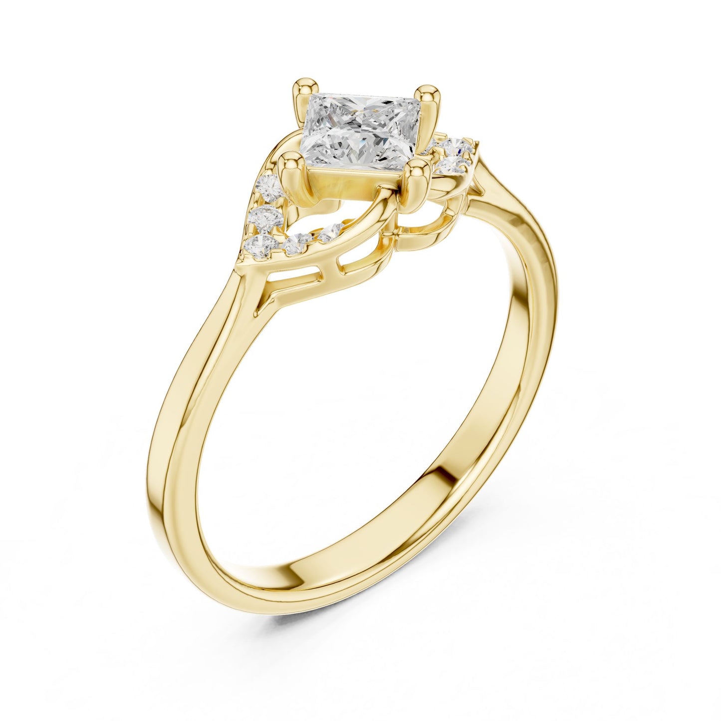 Princess Lab Grown Diamond Side-Stone Engagement Ring