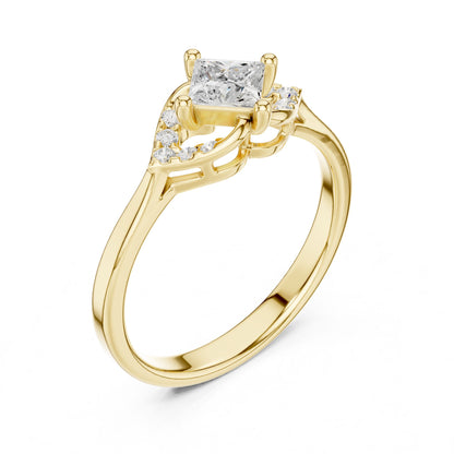 Princess Lab Grown Diamond Side-Stone Engagement Ring