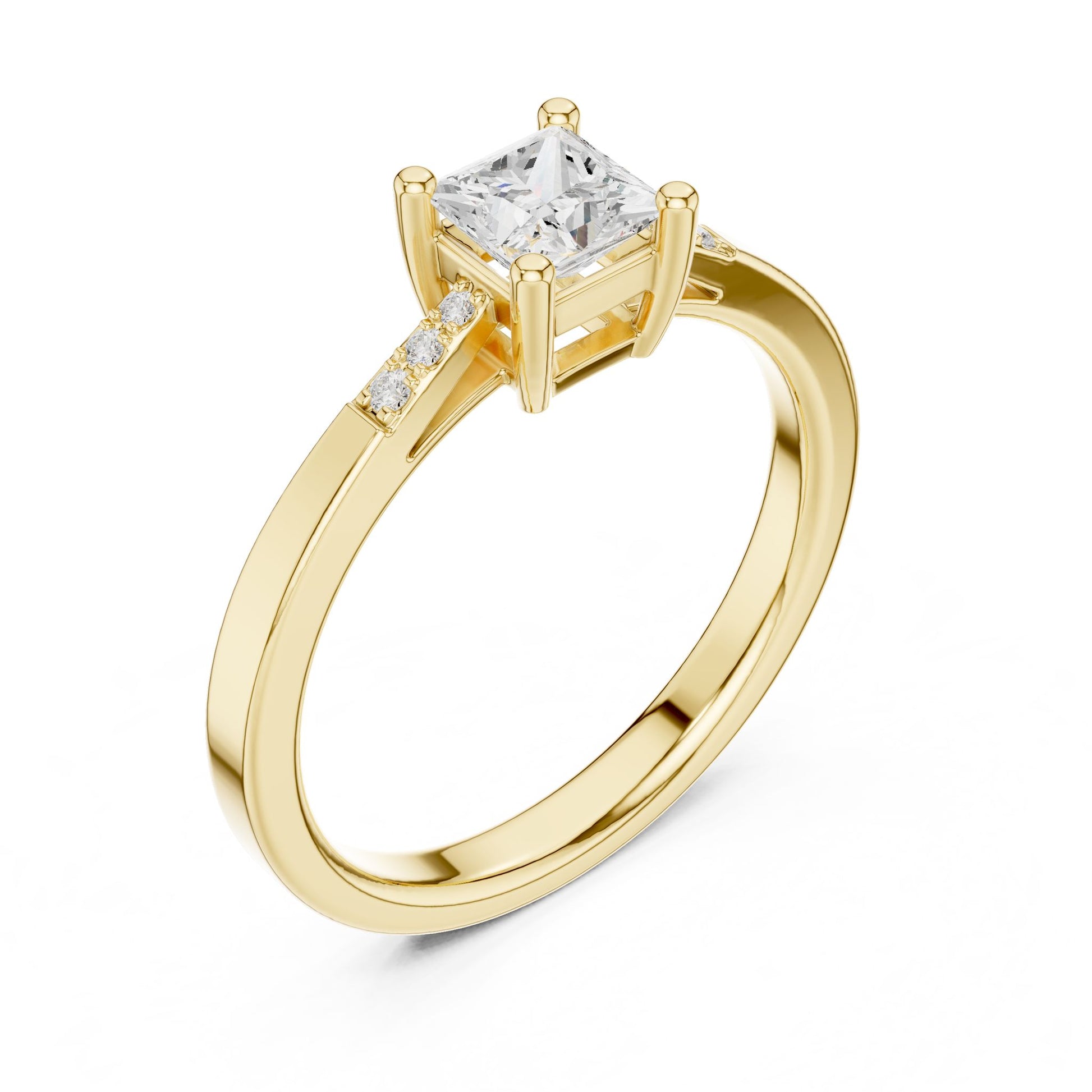 Princess Lab Grown Diamond Side-Stone Engagement Ring