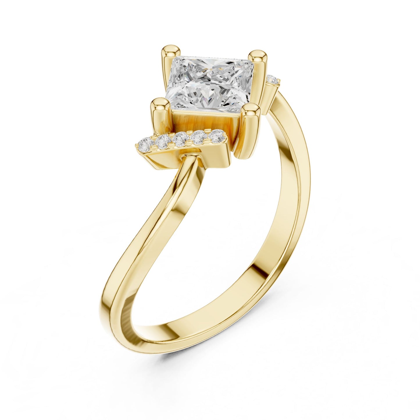Princess Lab Grown Diamond Side-Stone Engagement Ring