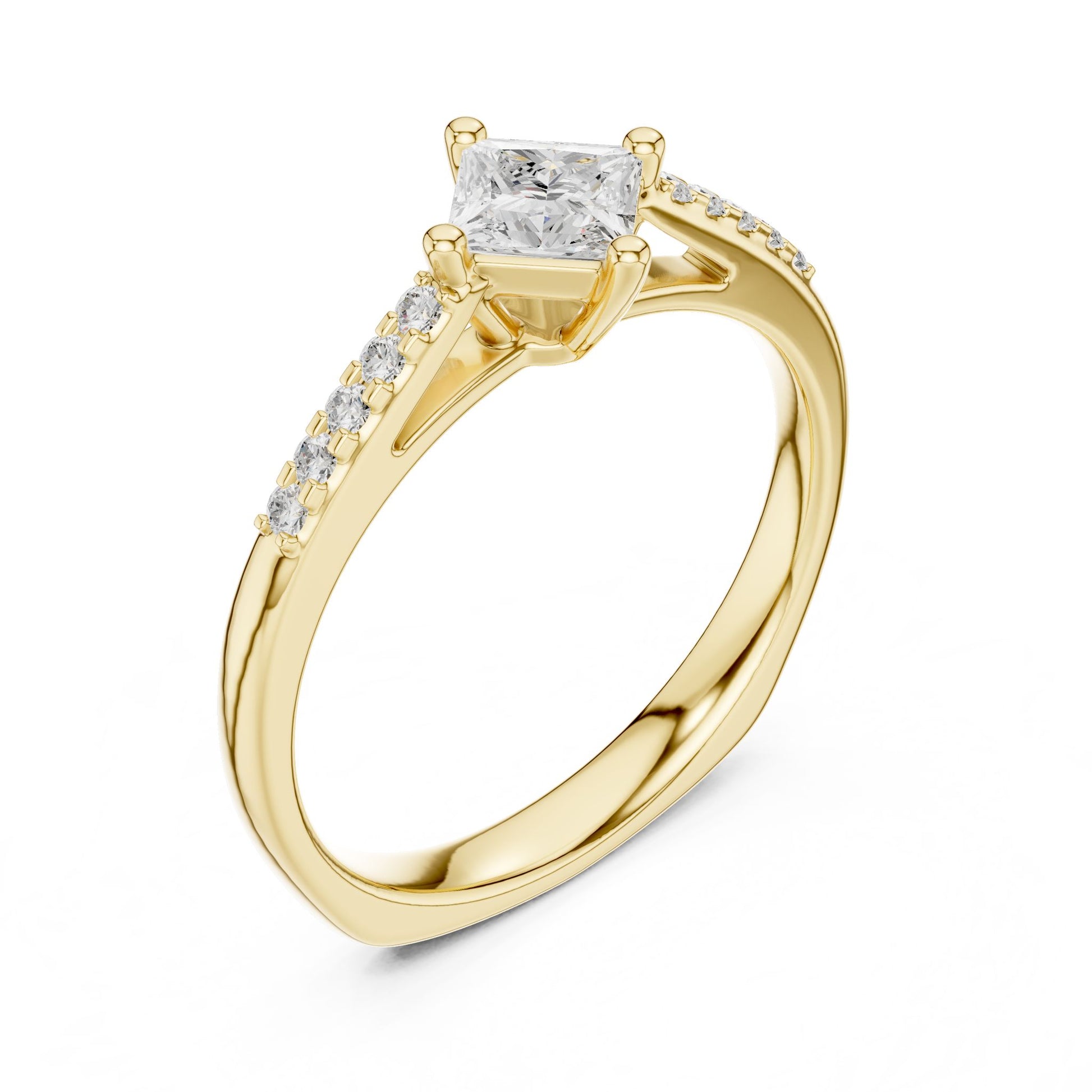 Princess Lab Grown Diamond Side-Stone Engagement Ring