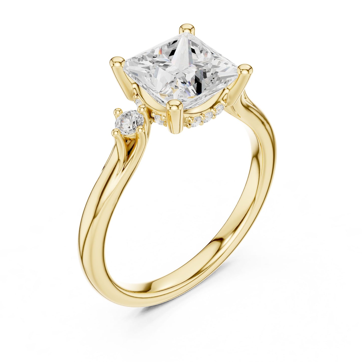 Princess Lab Grown Diamond Side-Stone Engagement Ring