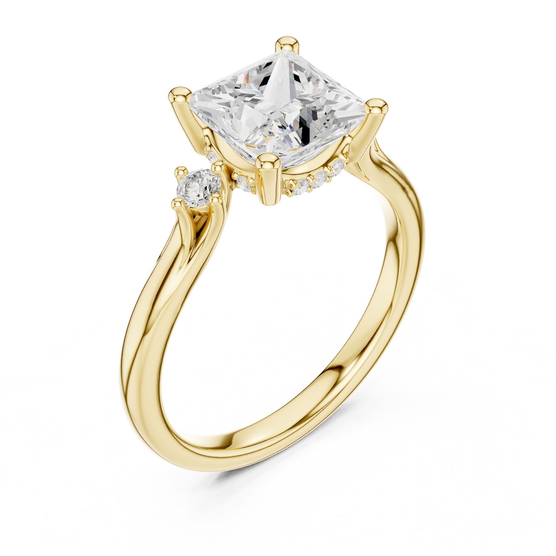 Princess Lab Grown Diamond Side-Stone Engagement Ring