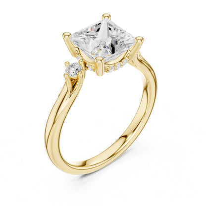 Princess Lab Grown Diamond Side-Stone Engagement Ring