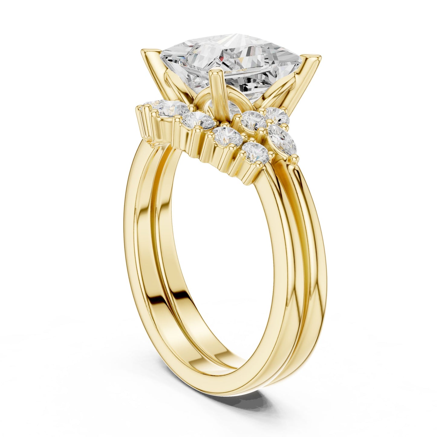 Princess Lab Grown Diamond Side-Stone Engagement Ring