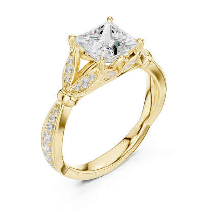 Princess Lab Grown Diamond Side-Stone Engagement Ring
