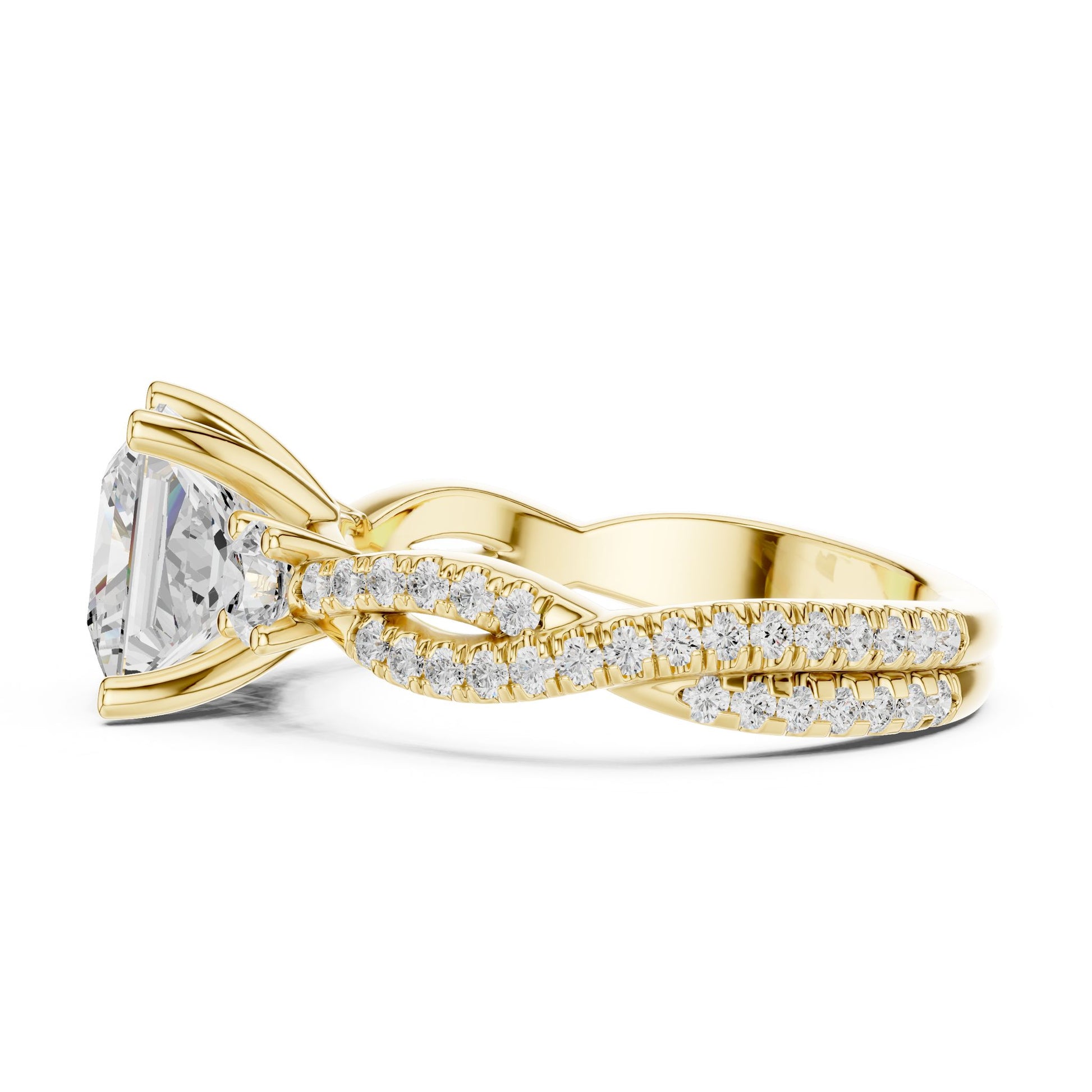 Princess Lab Grown Diamond Side-Stone Engagement Ring