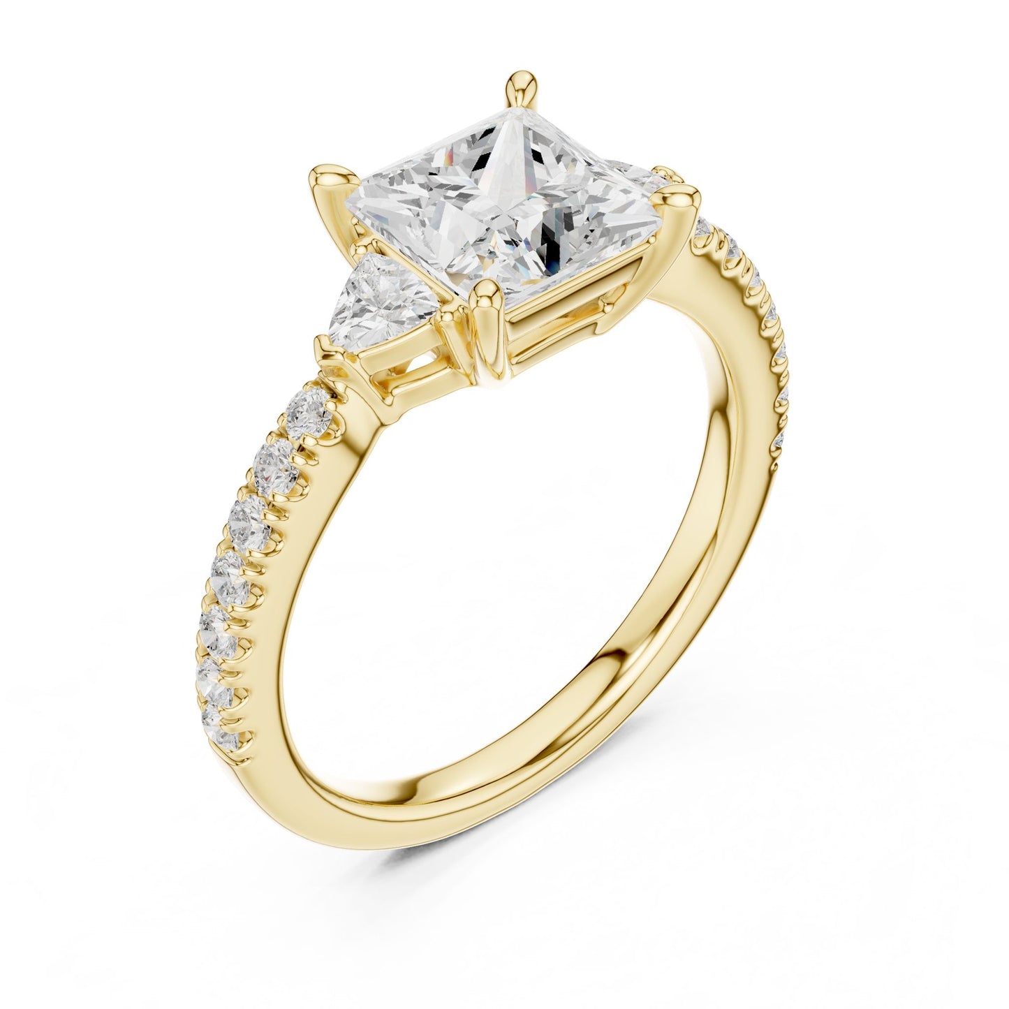 Princess Lab Grown Diamond Side-Stone Engagement Ring