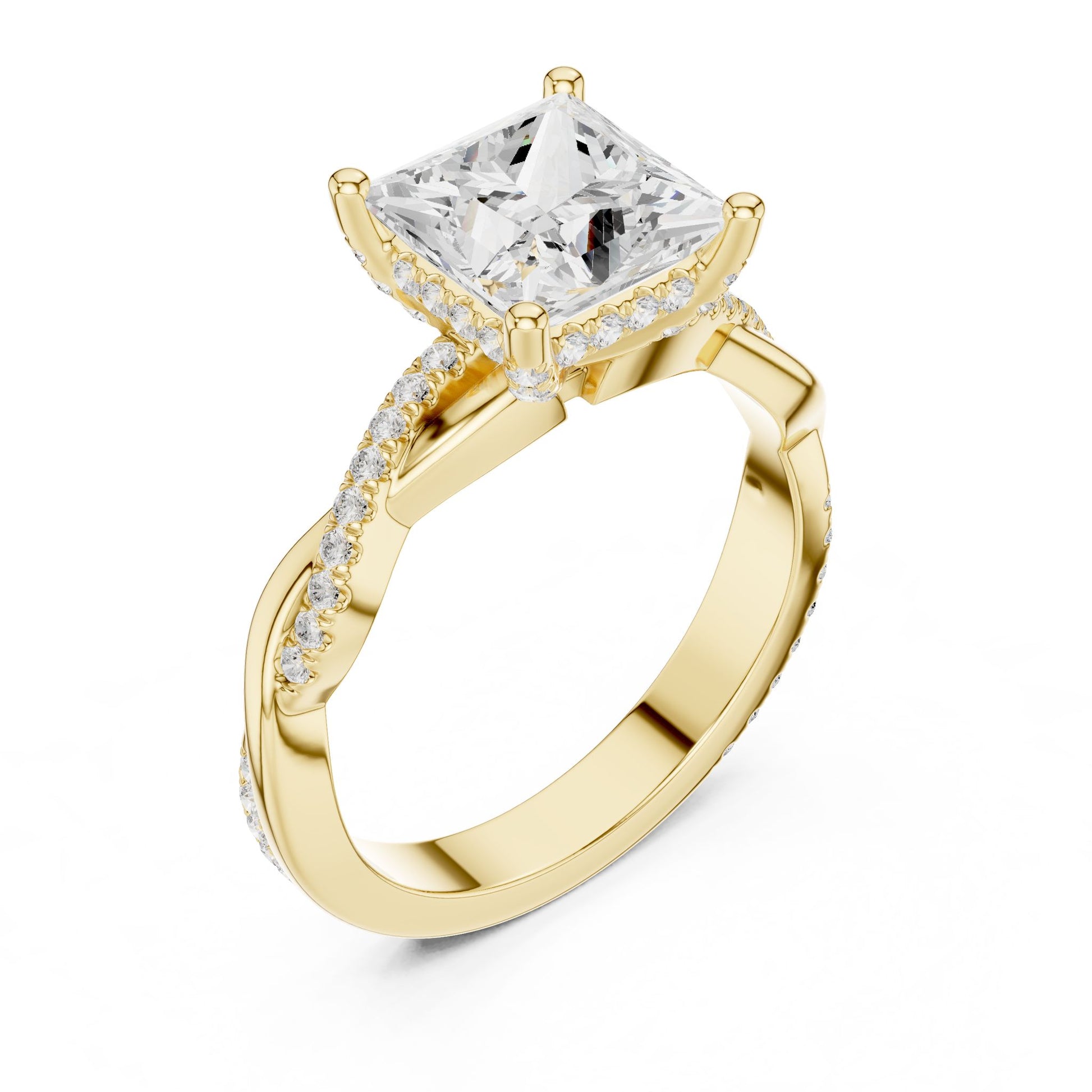 Princess Lab Grown Diamond Side-Stone Engagement Ring