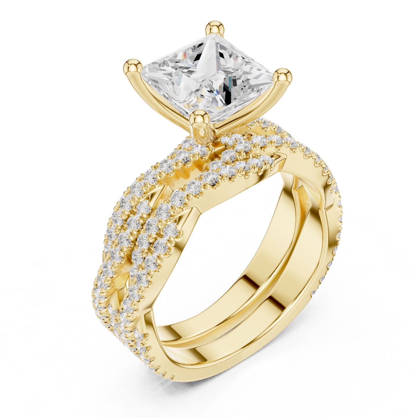 Princess Lab Grown Diamond Side-Stone Engagement Ring