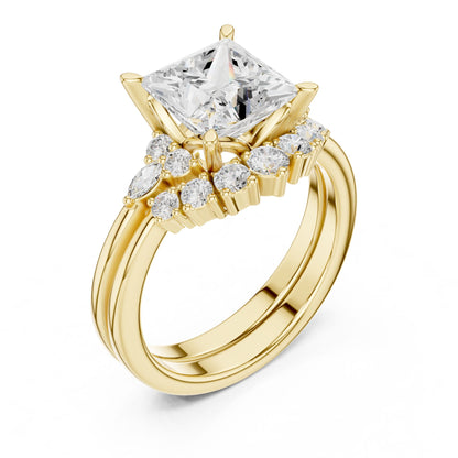 Princess Lab Grown Diamond Side-Stone Engagement Ring