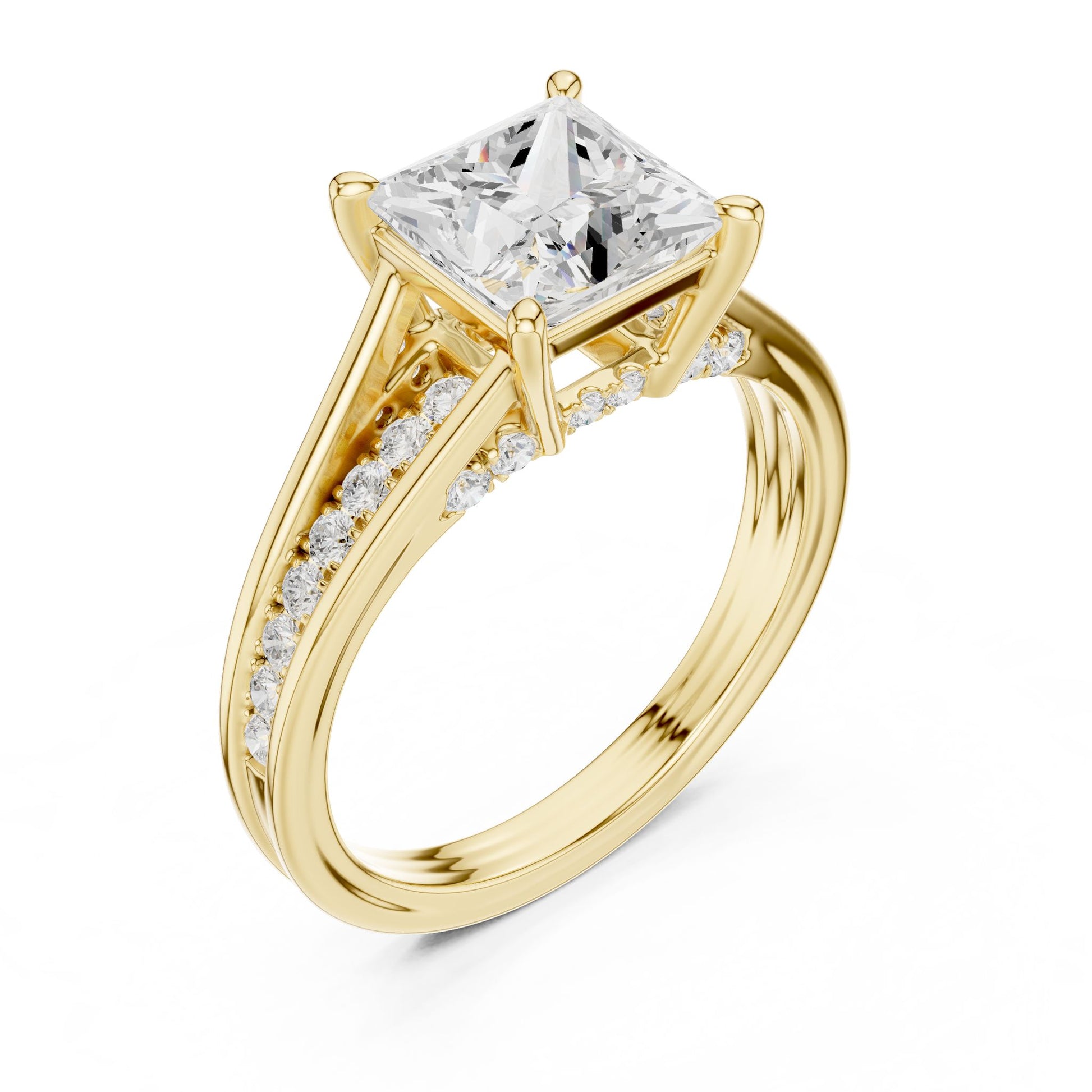 Princess Lab Grown Diamond Side-Stone Engagement Ring