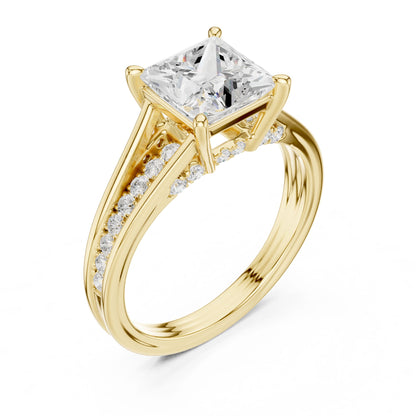 Princess Lab Grown Diamond Side-Stone Engagement Ring