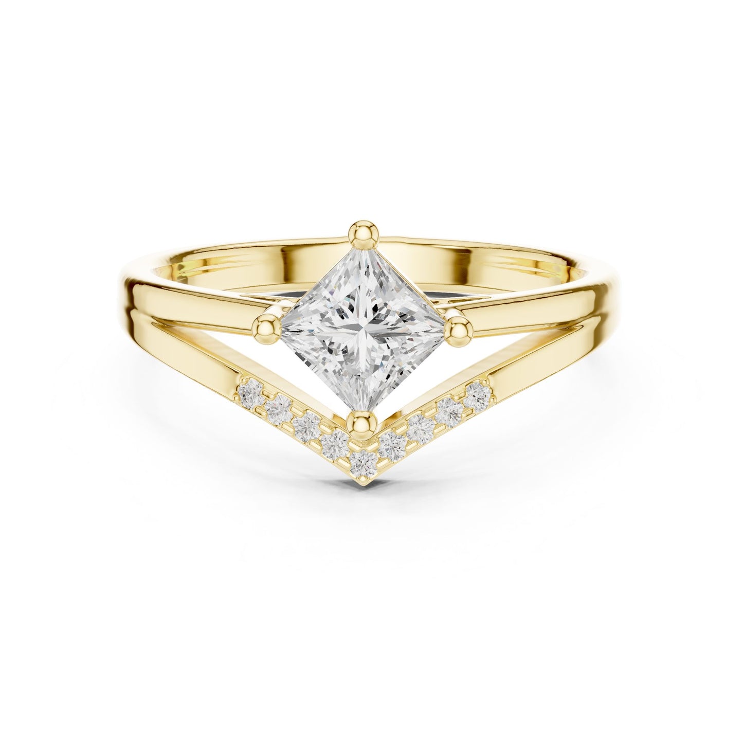 Princess Lab Grown Diamond Side-Stone Engagement Ring