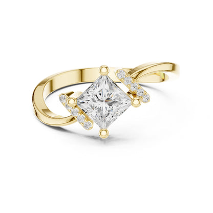 Princess Lab Grown Diamond Side-Stone Engagement Ring