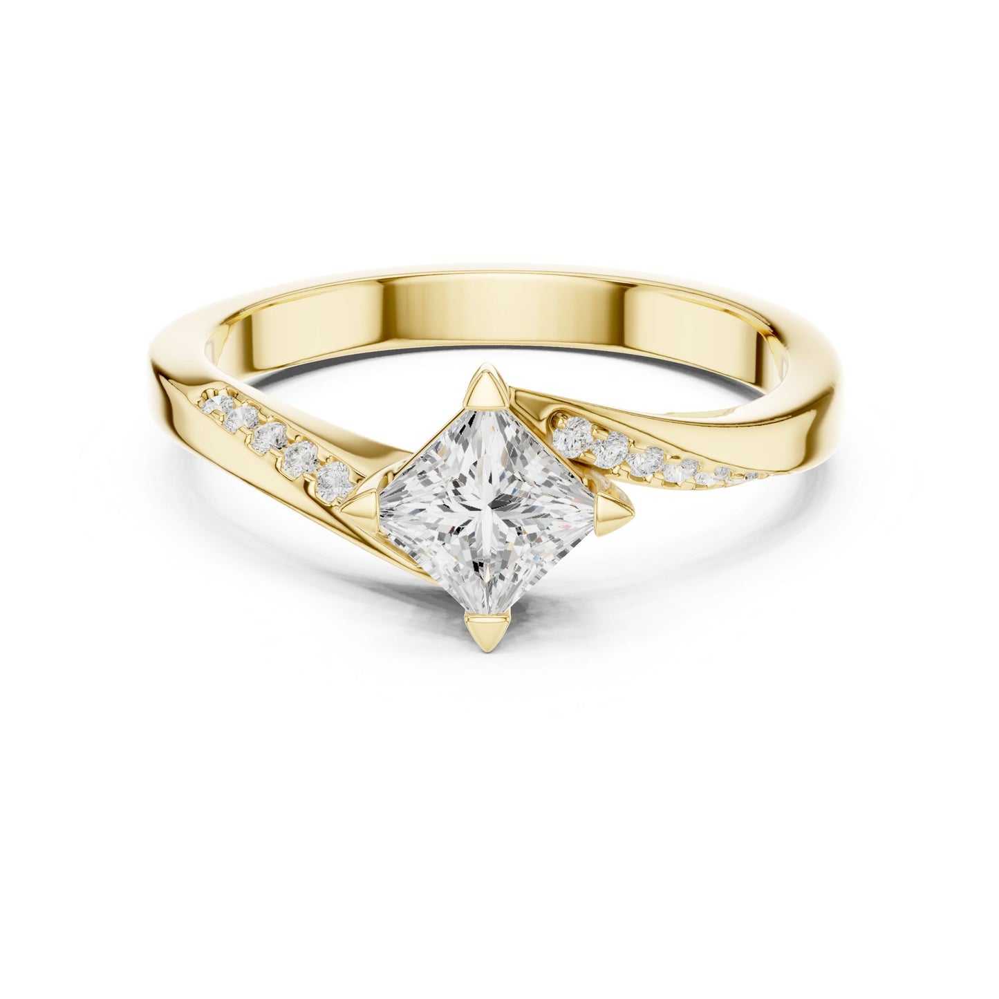 Princess Lab Grown Diamond Side-Stone Engagement Ring