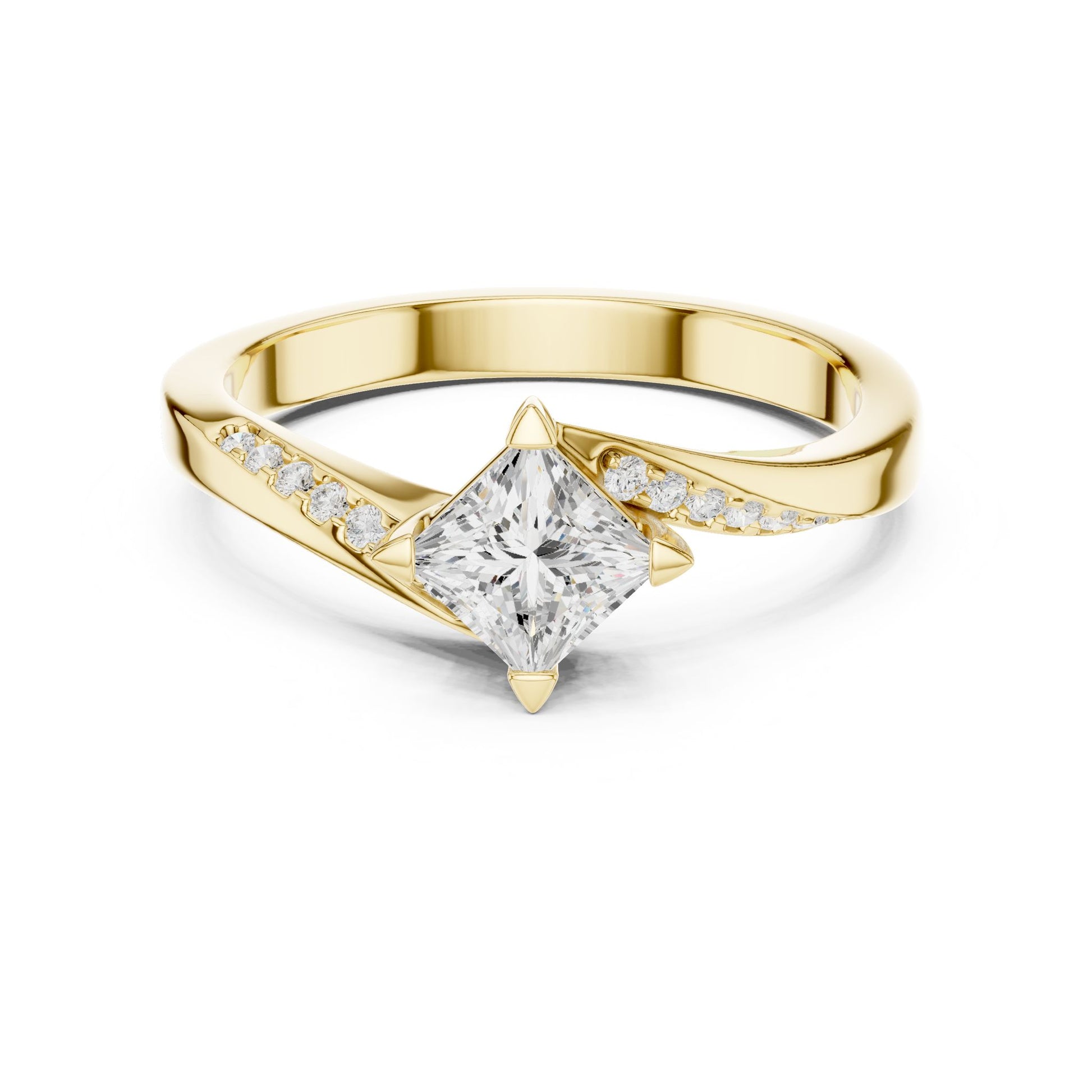 Princess Lab Grown Diamond Side-Stone Engagement Ring
