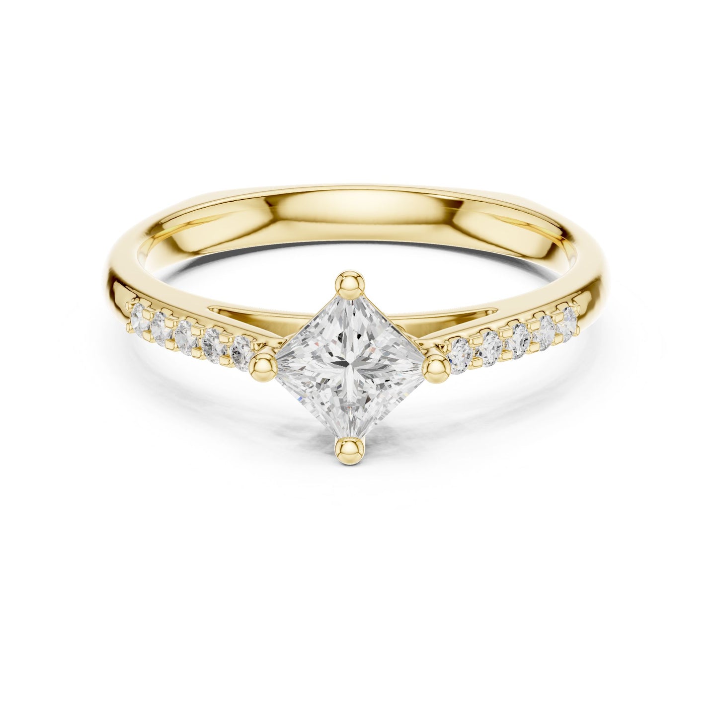 Princess Lab Grown Diamond Side-Stone Engagement Ring