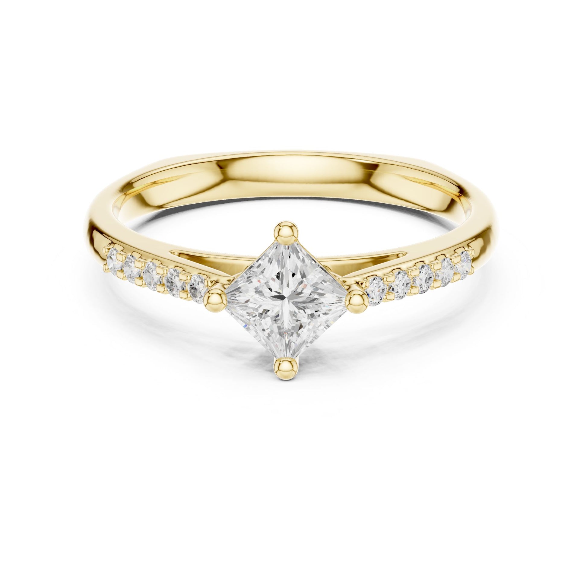 Princess Lab Grown Diamond Side-Stone Engagement Ring