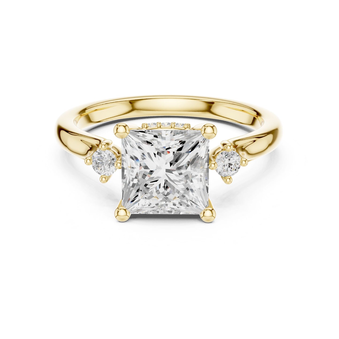 Princess Lab Grown Diamond Side-Stone Engagement Ring