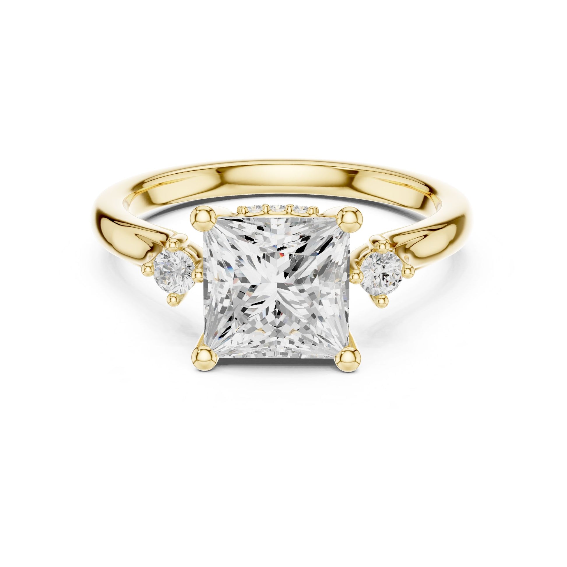 Princess Lab Grown Diamond Side-Stone Engagement Ring