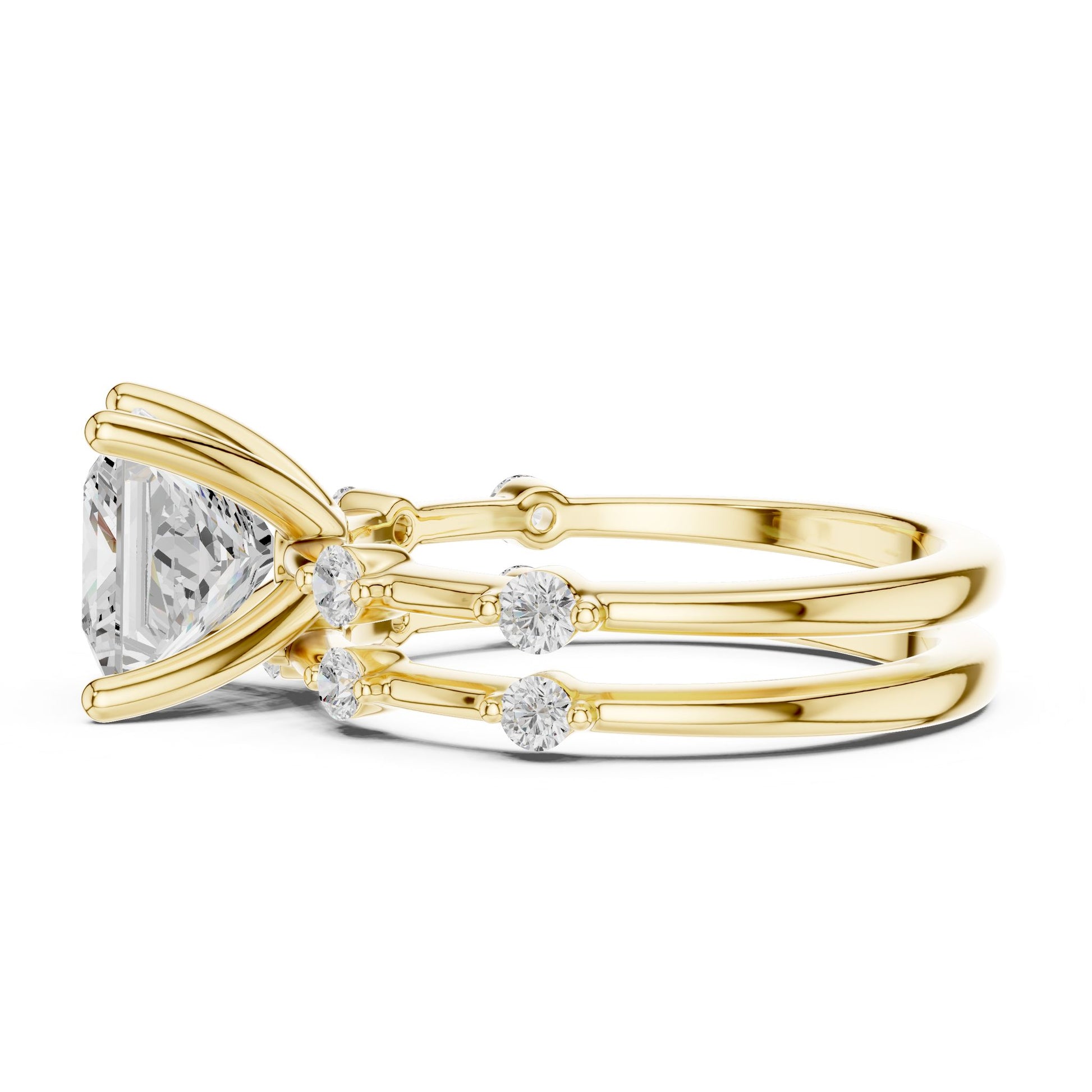 Princess Lab Grown Diamond Side-Stone Engagement Ring