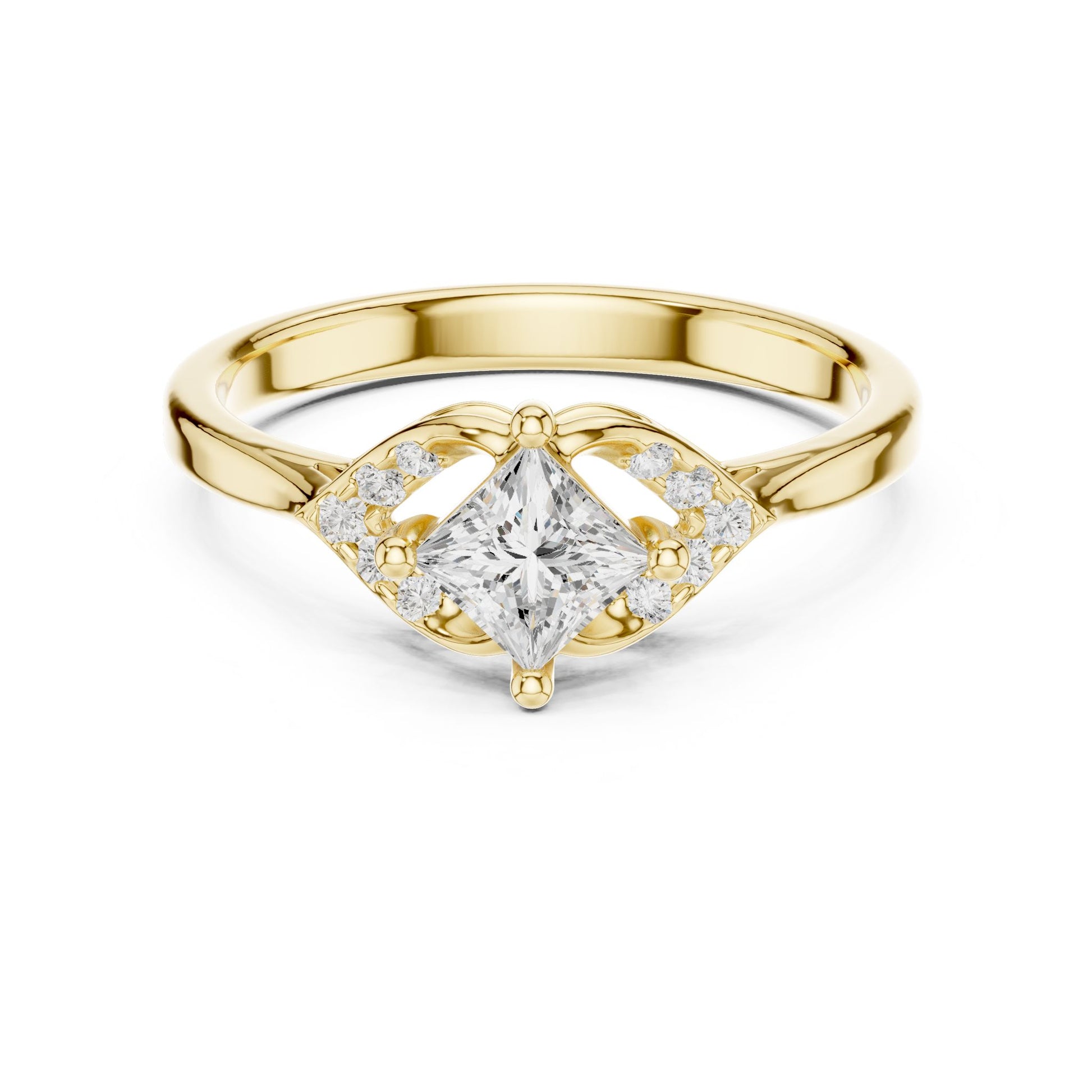 Princess Lab Grown Diamond Side-Stone Engagement Ring