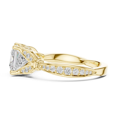 Princess Lab Grown Diamond Side-Stone Engagement Ring