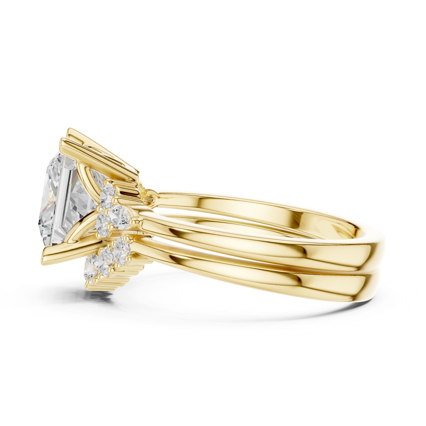 Princess Lab Grown Diamond Side-Stone Engagement Ring