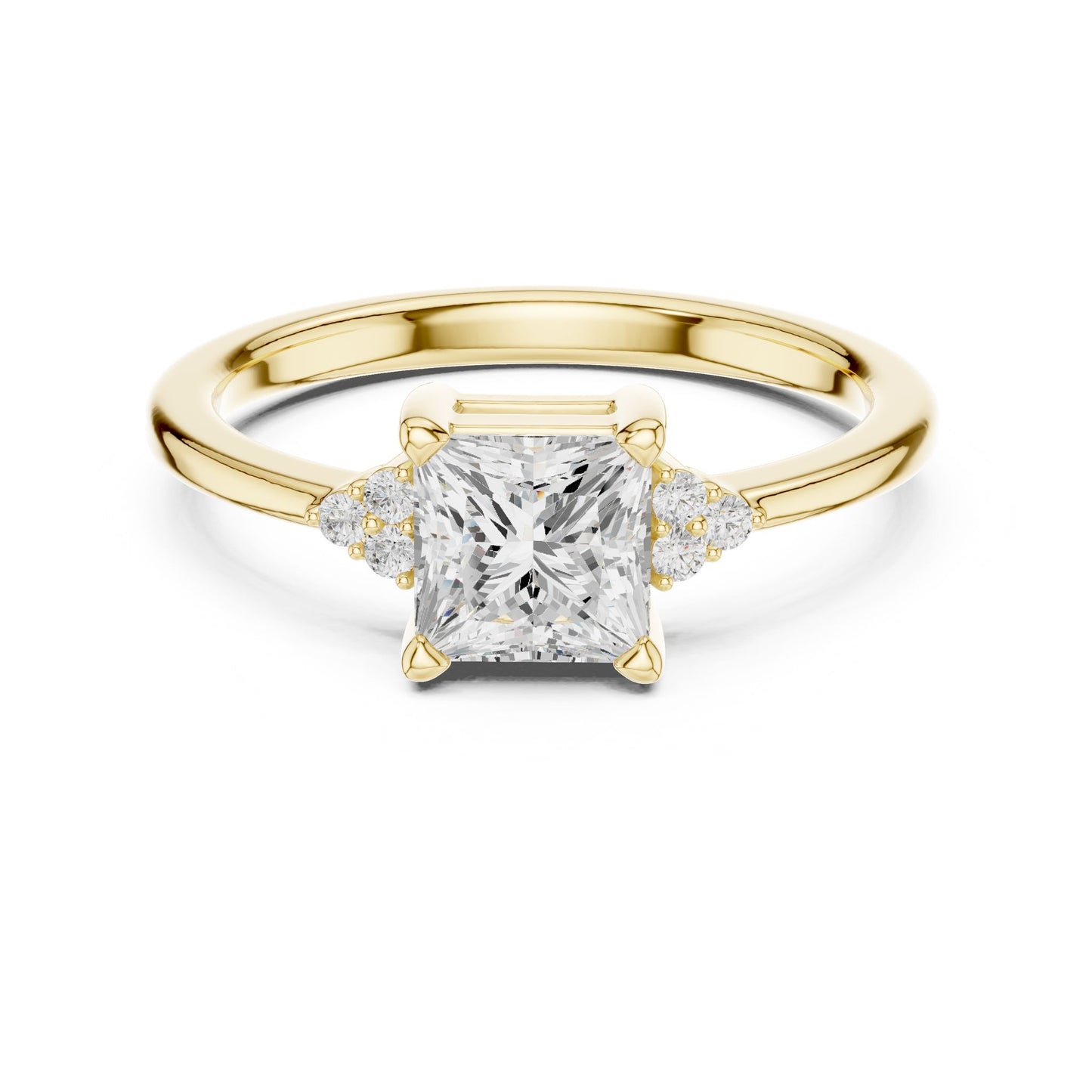 Princess Lab Grown Diamond Side-Stone Engagement Ring
