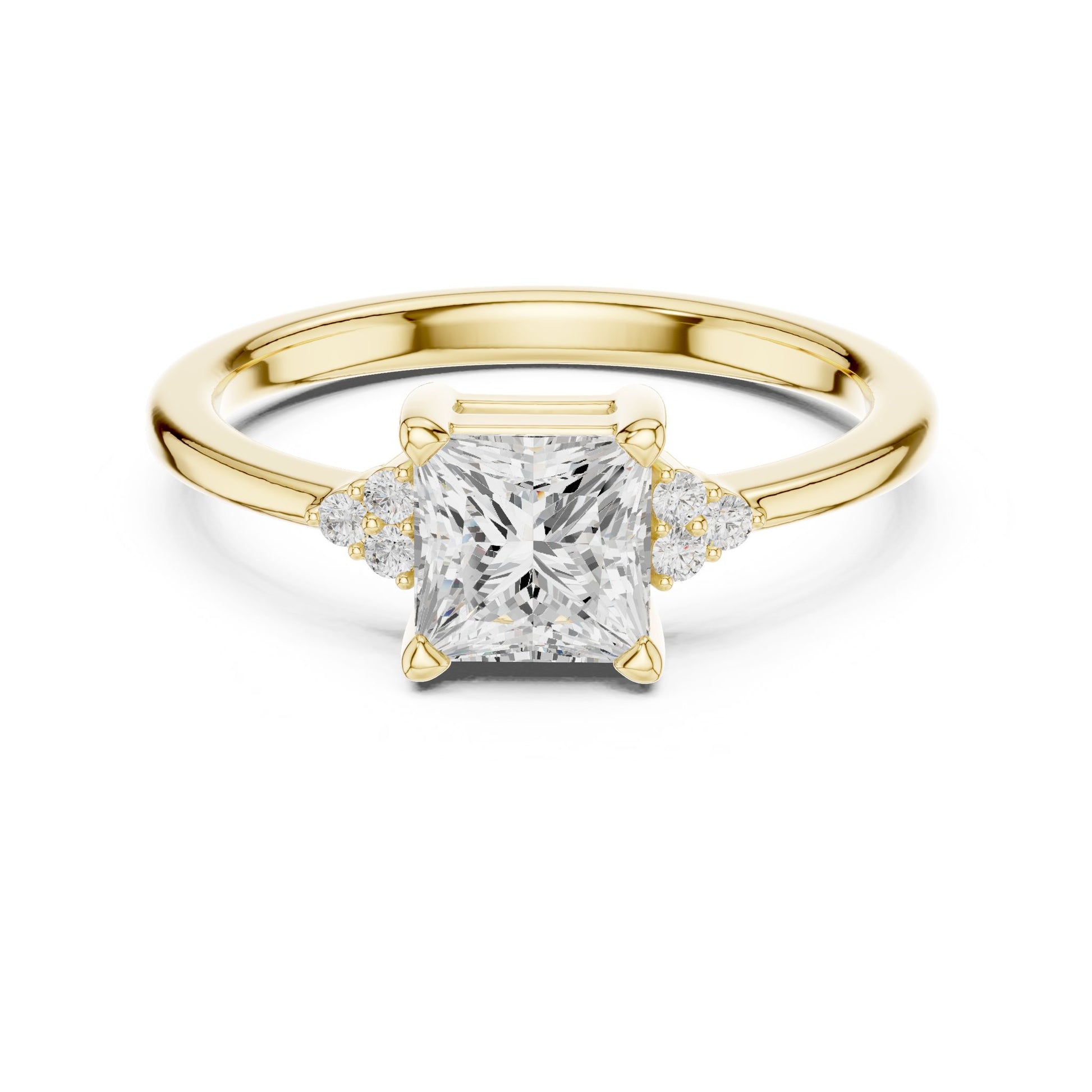 Princess Lab Grown Diamond Side-Stone Engagement Ring