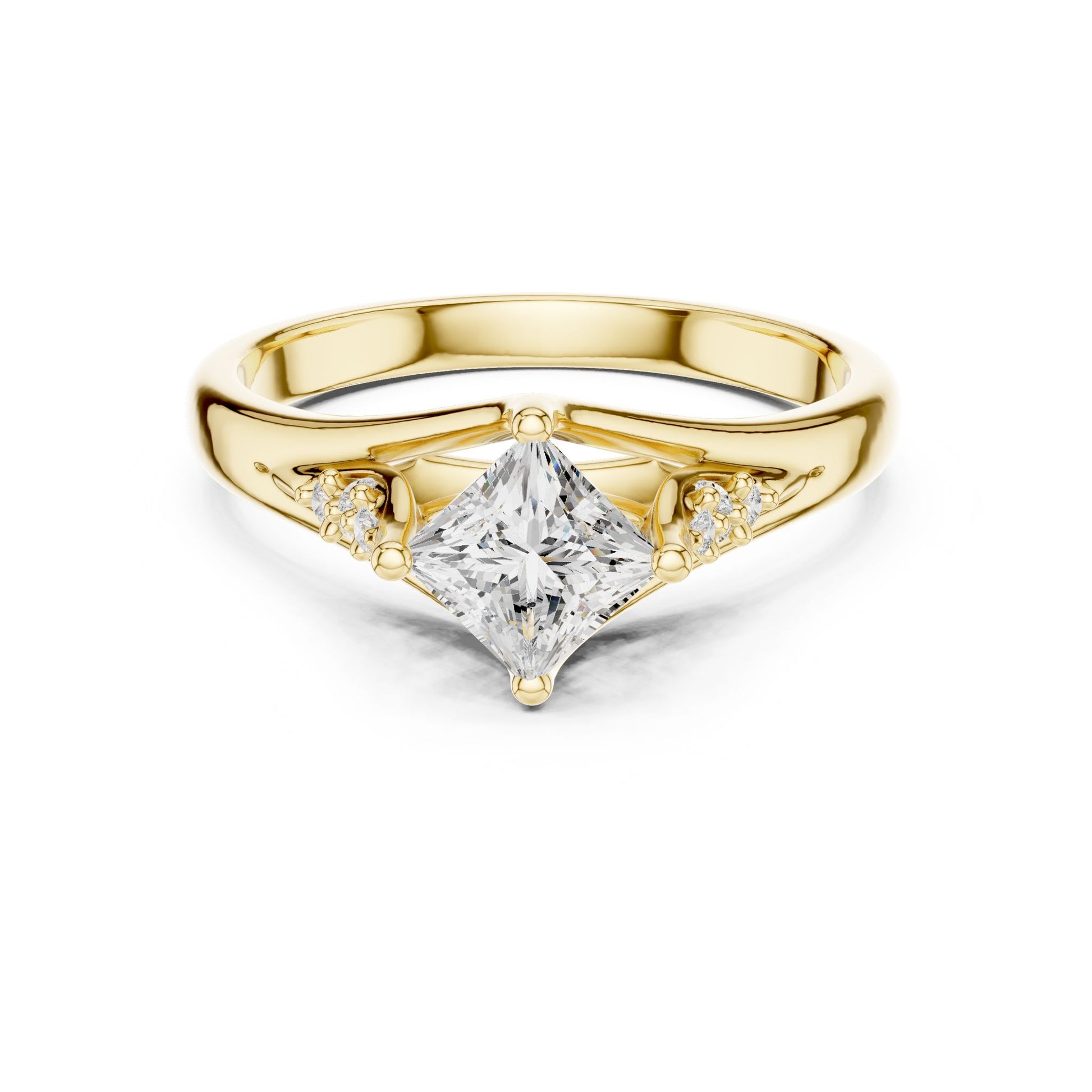 Princess Lab Grown Diamond Side-Stone Engagement Ring